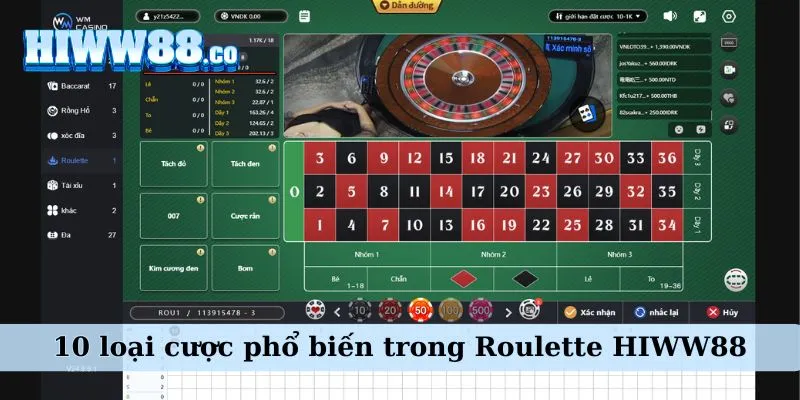 Tìm hiểu các loại cược trong Roulette WW88